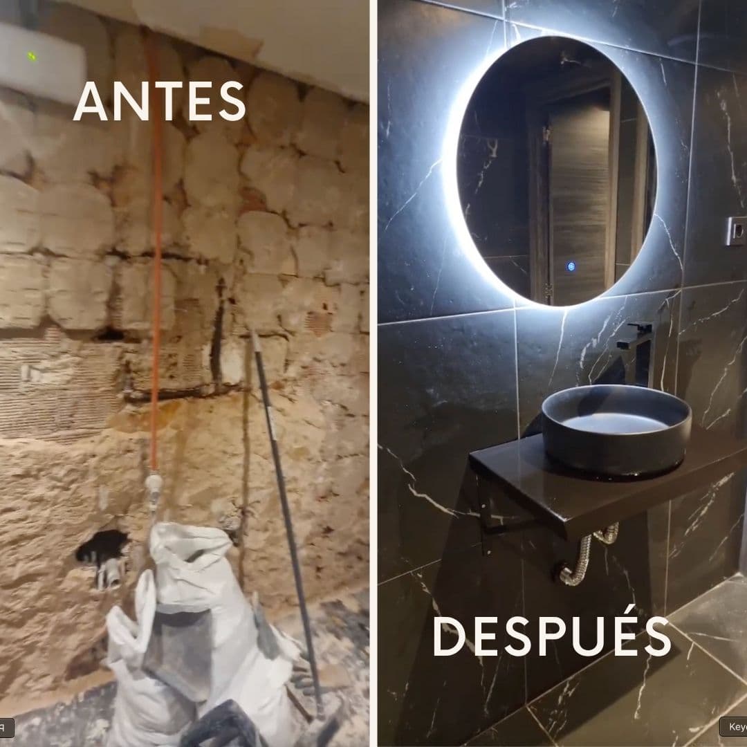Reforma baño local comercial Valencia - Espejo LED retroiluminado baño moderno